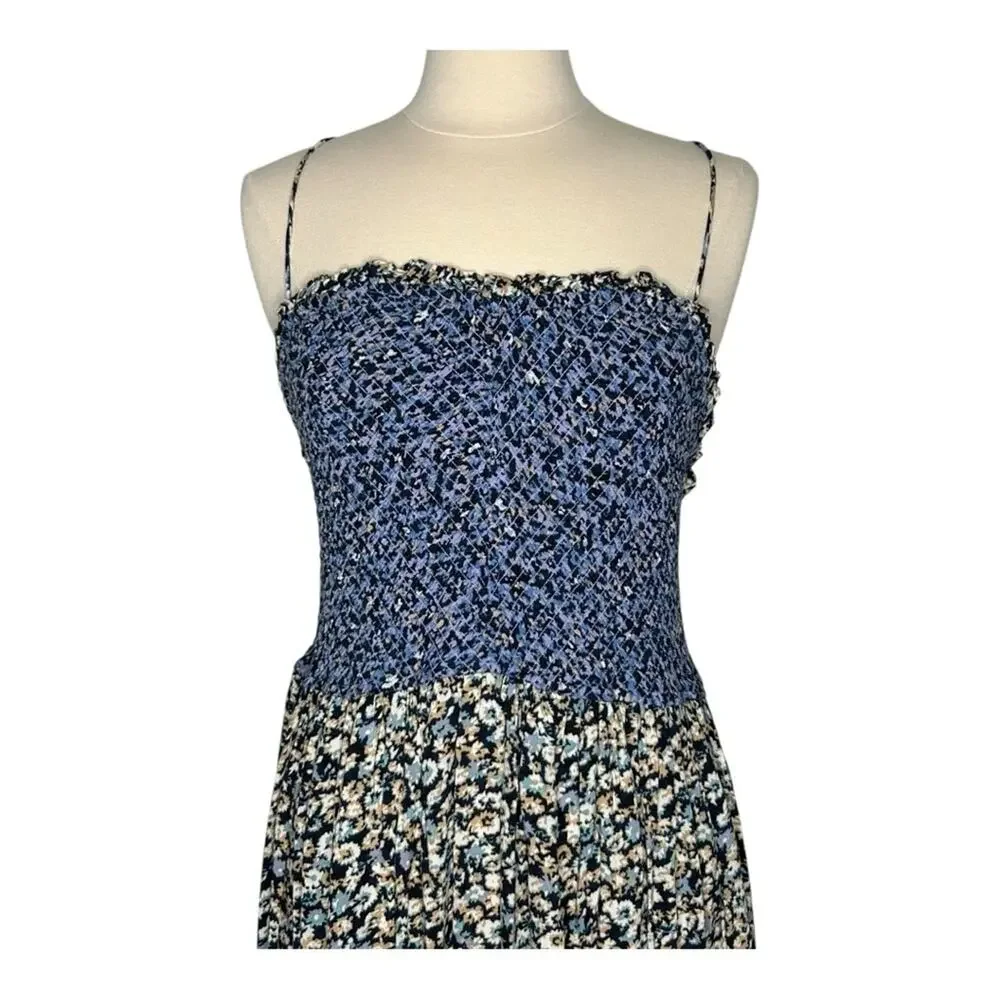 Free People One I Love Floral Midi Maxi Dress Blue Size L NWT